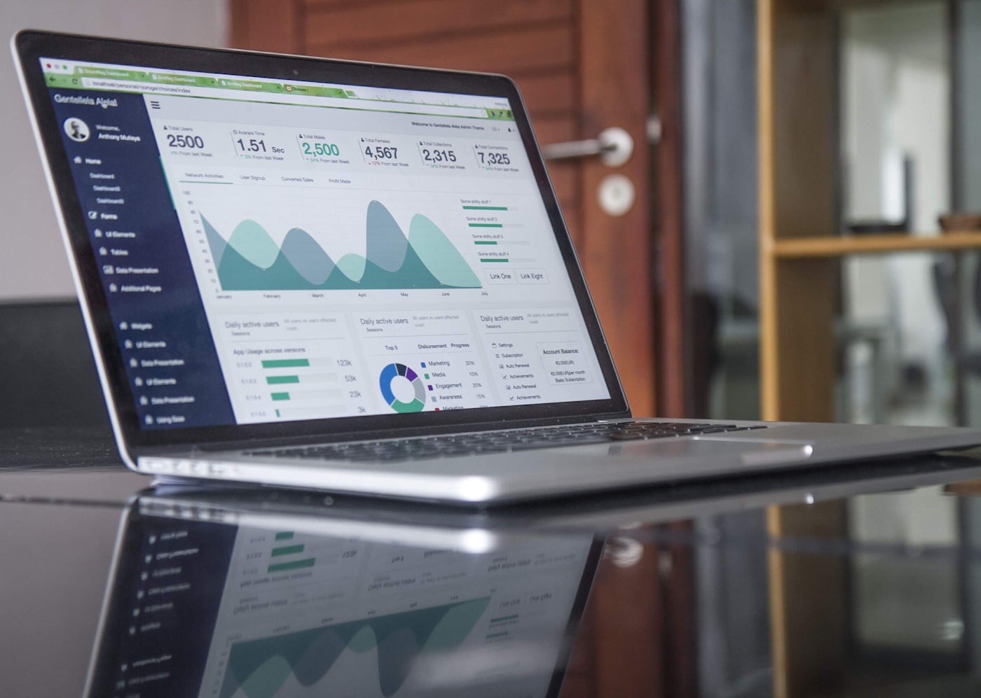 A laptop showing financial dashboards — due-diligence and data-room readiness review